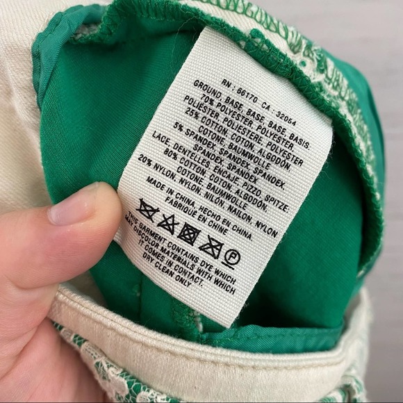 Green Patterned Jean Shorts - Picture 4 of 7